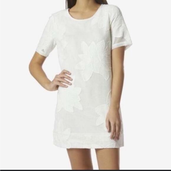 Avec Les Filles Floral Mesh Lace Mini Shift Short Sleeved Dress Size S Romantic - Picture 1 of 8